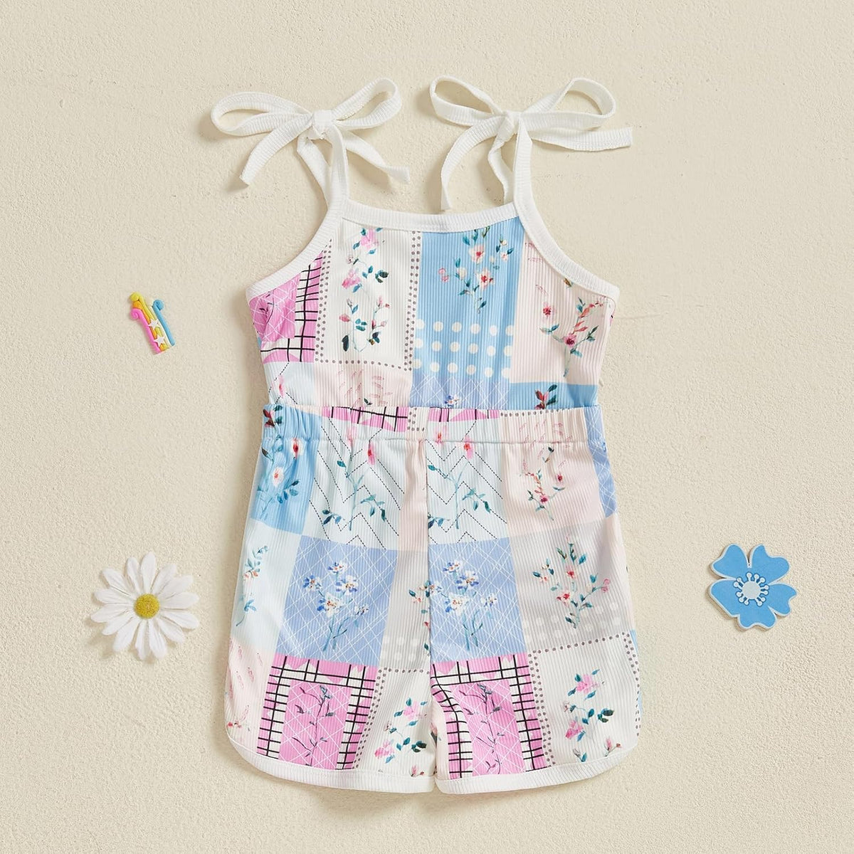 WZTYYDS Toddler Baby Girl Summer Clothes Floral Romper Tie-Up Strap Halter Jumpsuit Infant Summer