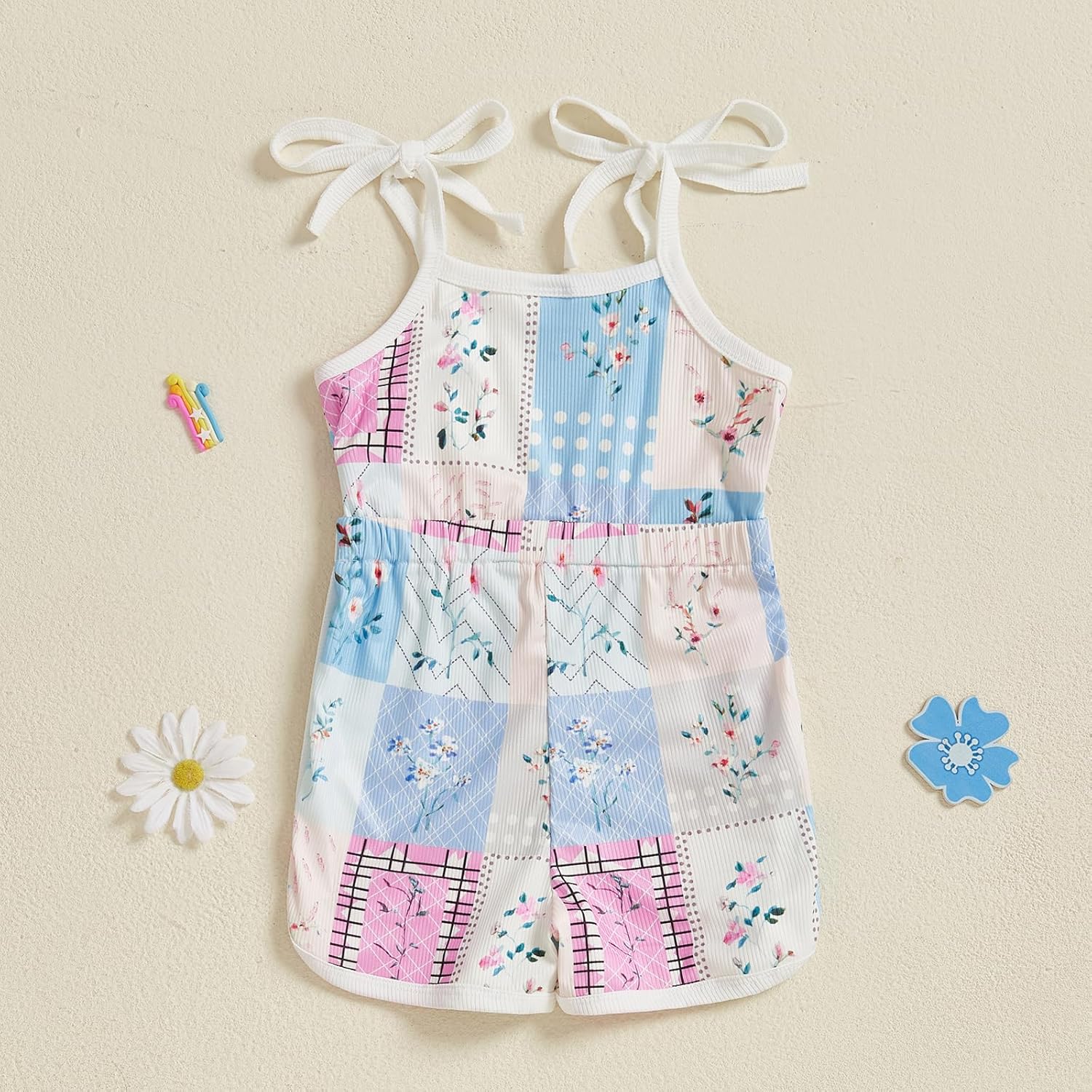 WZTYYDS Toddler Baby Girl Summer Clothes Floral Romper Tie-Up Strap Halter Jumpsuit Infant Summer