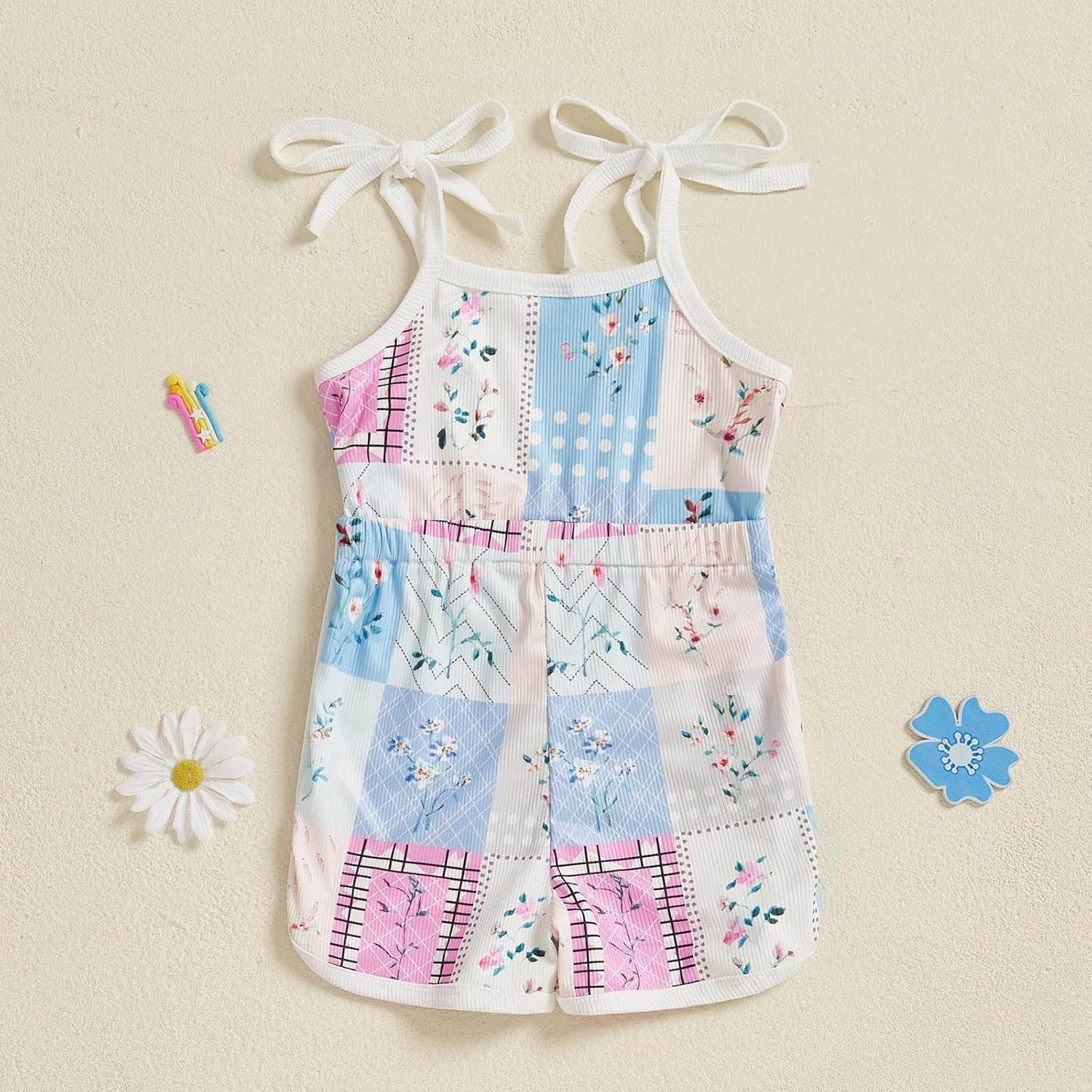 WZTYYDS Toddler Baby Girl Summer Clothes Floral Romper Tie-Up Strap Halter Jumpsuit Infant Summer