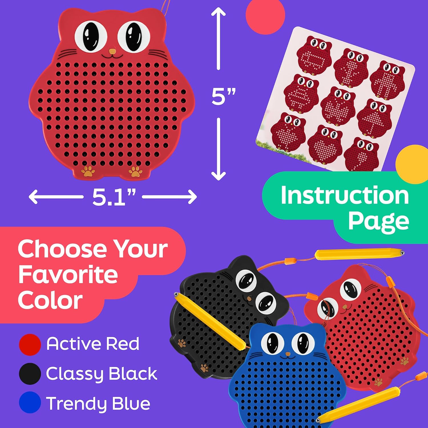 Magnetic Drawing Board for Kids & Toddlers with Beads and Magnet Stylus Pen - Magnetic Travel Toy