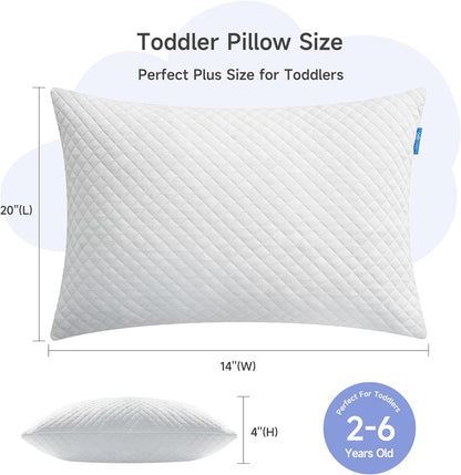Memory Foam Toddler Pillow,20X14’ Kids Pillow with Machine Washable Comfortable Pillowcase Rayon