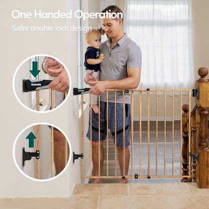 Babelio 26-43" No Bottom Bar Baby Gate for Babies, Elders and Pets, 2-in-1 Hardware Mount Dog Gate