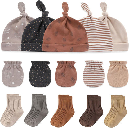 Baby Hats Mittens and Socks Set Cotton Newborn Hat Beanie Soft Infant Girls Boys Caps Gloves 0-6