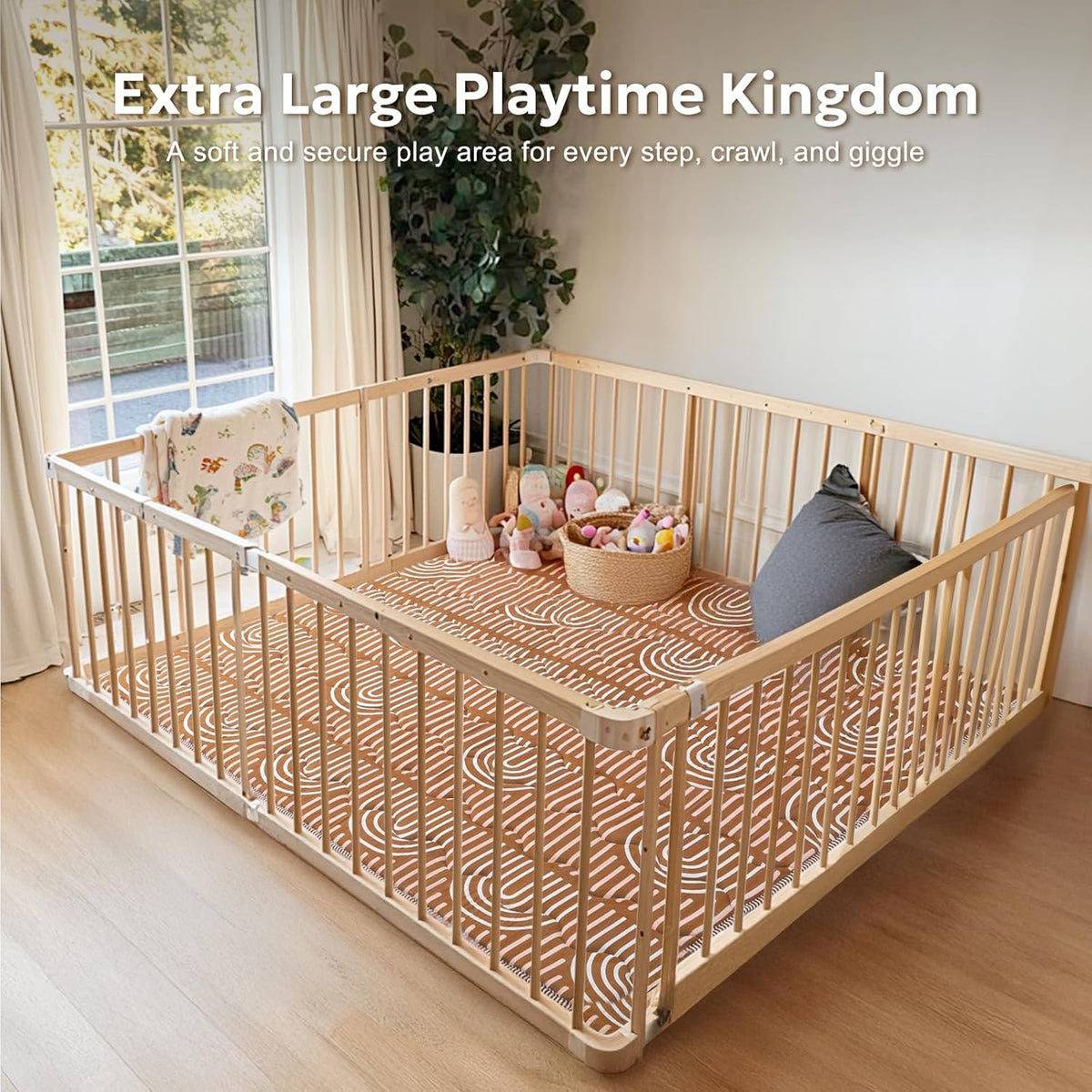Soft Thicker Baby Mat for Floor 71"x59", Extra Large Baby Play Mat, Non-Slip Playpen Mat, Easy to