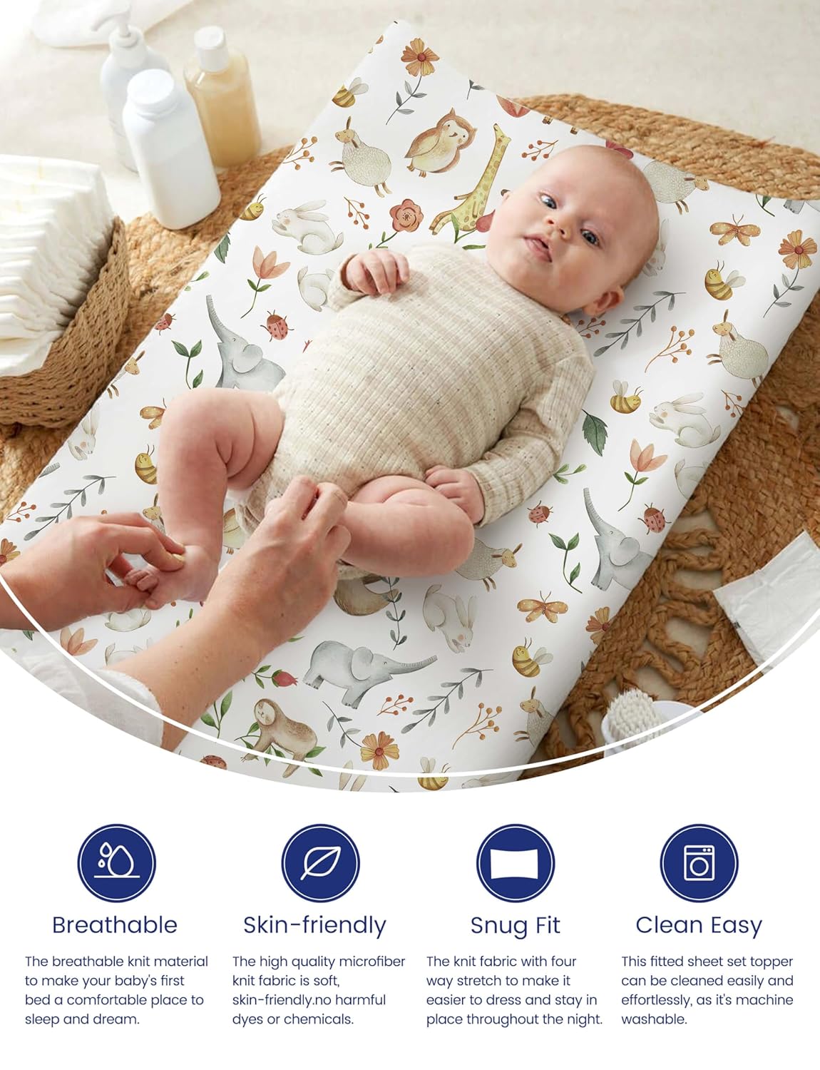 TotAha Changing Pad Cover, Buttery Soft Diaper Changing Pad Covers for Girls Boys, Super Stretchy