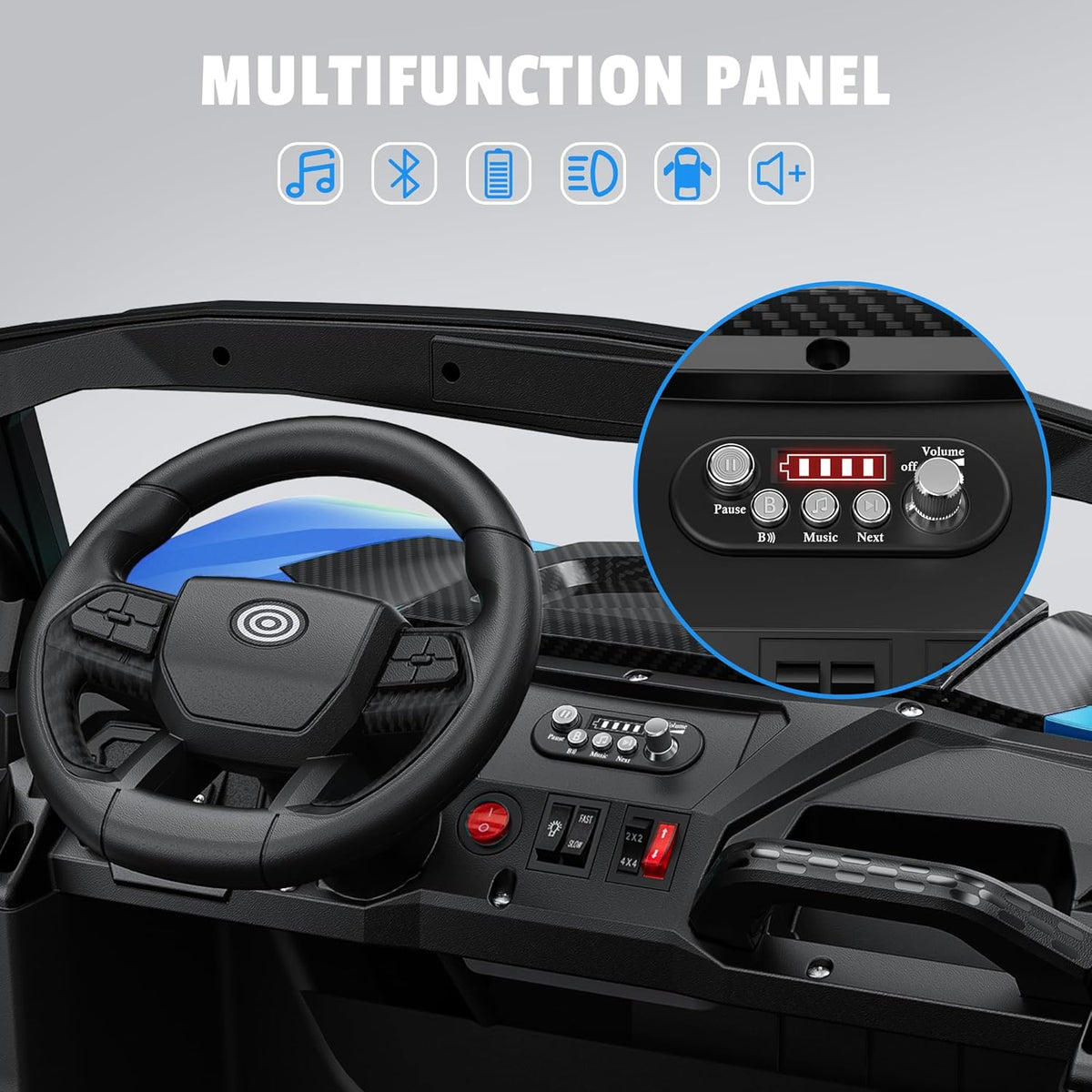 24V 2 Seater Ride on Car Truck, 4x200W, EVA Tires, 4WD/2WD, Remote Control, Rainbow Lights, Shock