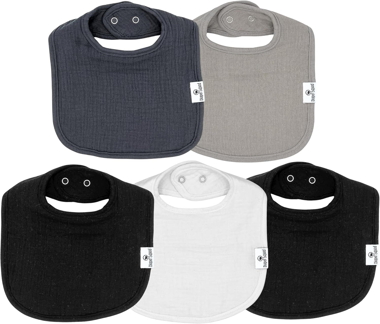 DiaperSquad's Baby Bibs for Drooling and Teething, Bibs for Boys, Baby Girl - Solid Cotton Baby
