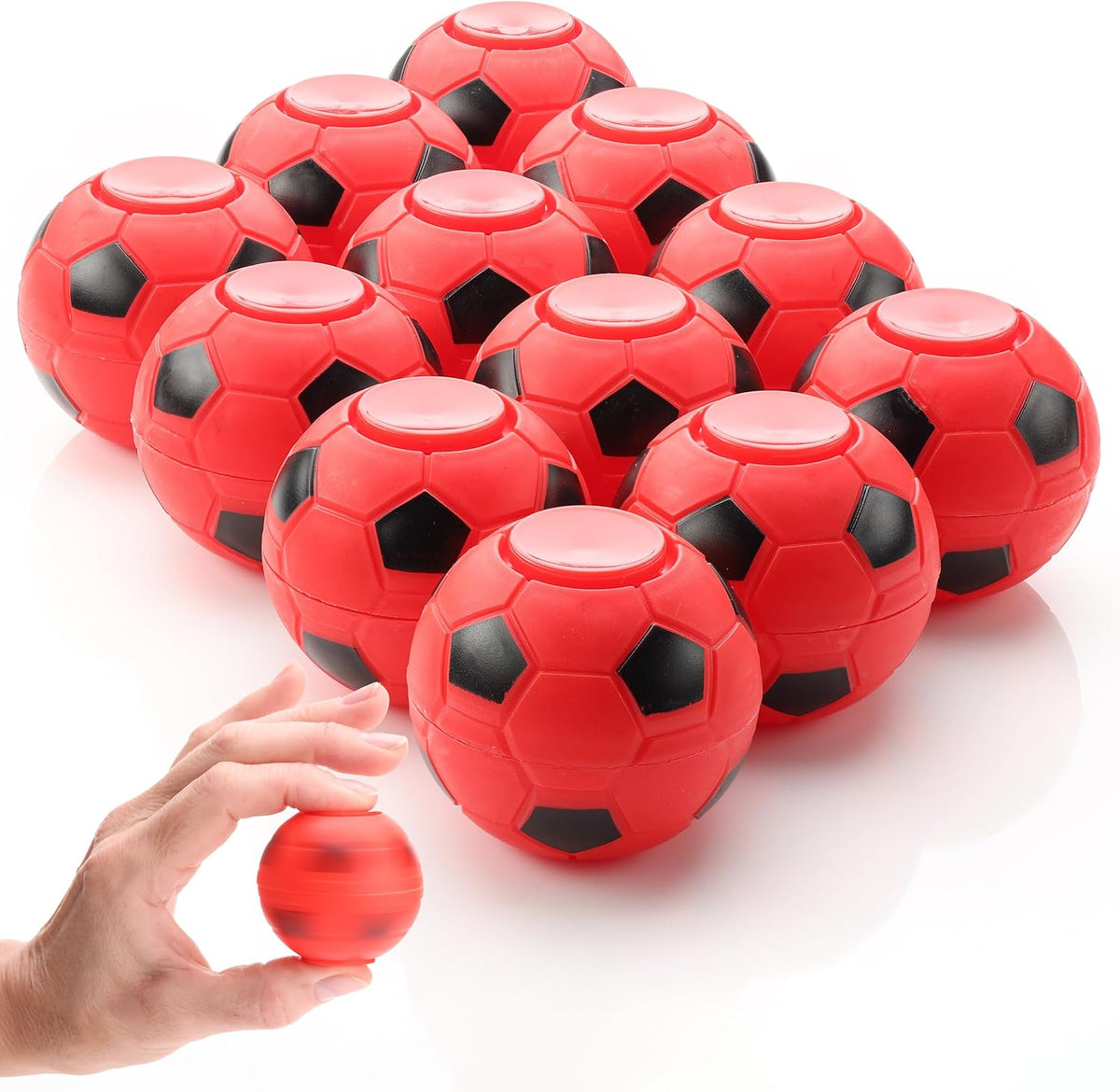 Fidget Spinners - 2 Inch Fidget Spinner Balls 12 Pcs Fidget Spinner Pack - Red Soccer Fidget