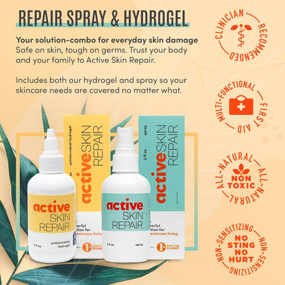 Active Skin Repair - First Aid Natural & Non-Toxic Healing Ointment & Antiseptic Spray for Minor