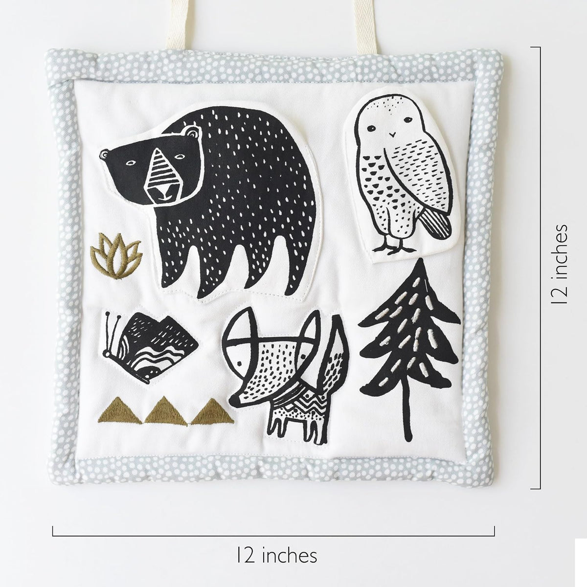 Wee Gallery Woodland Activity Pad Organic Baby Play Mat with Sensory Toys, High Contrast Newborn