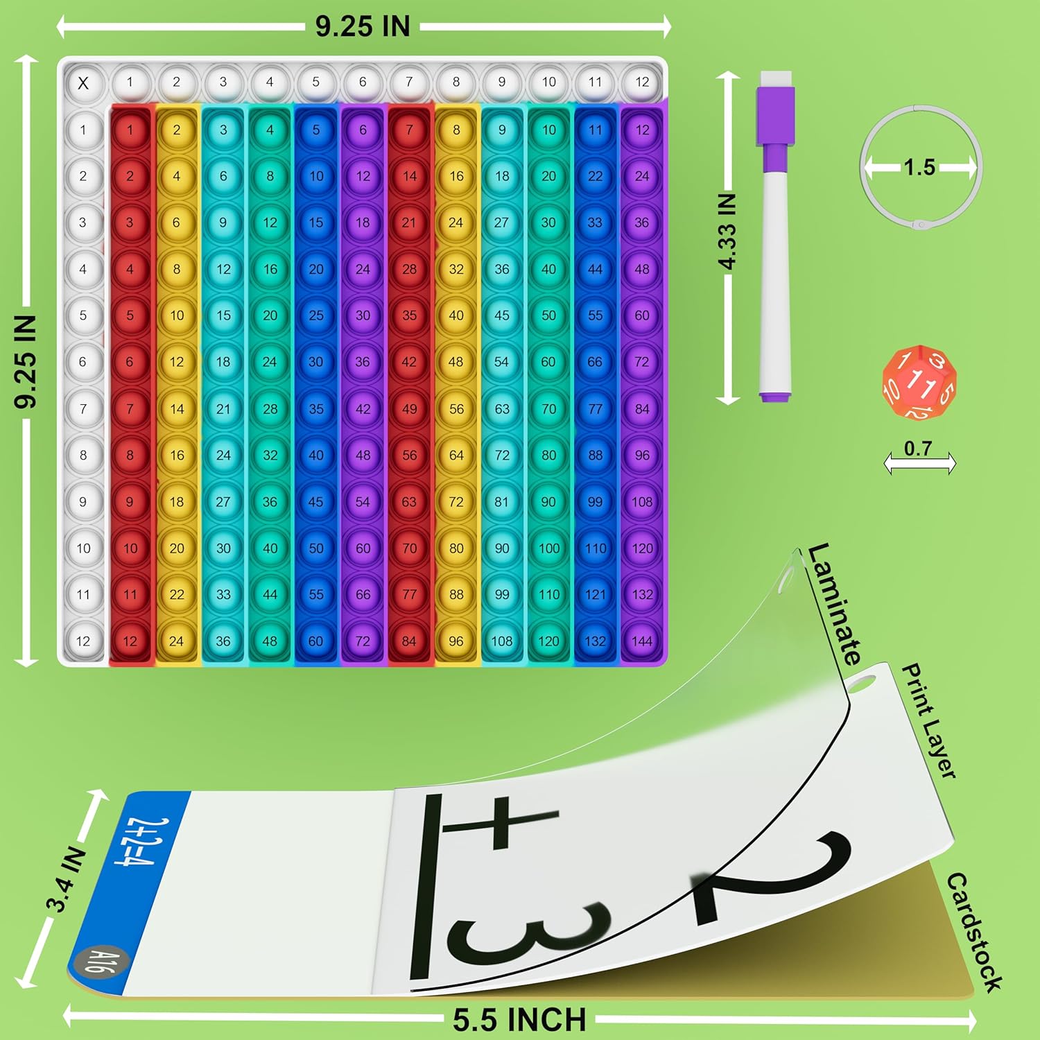 Math Games for Kids - Flash Cards for Kids - Pop it Practice with Addition, Subtraction