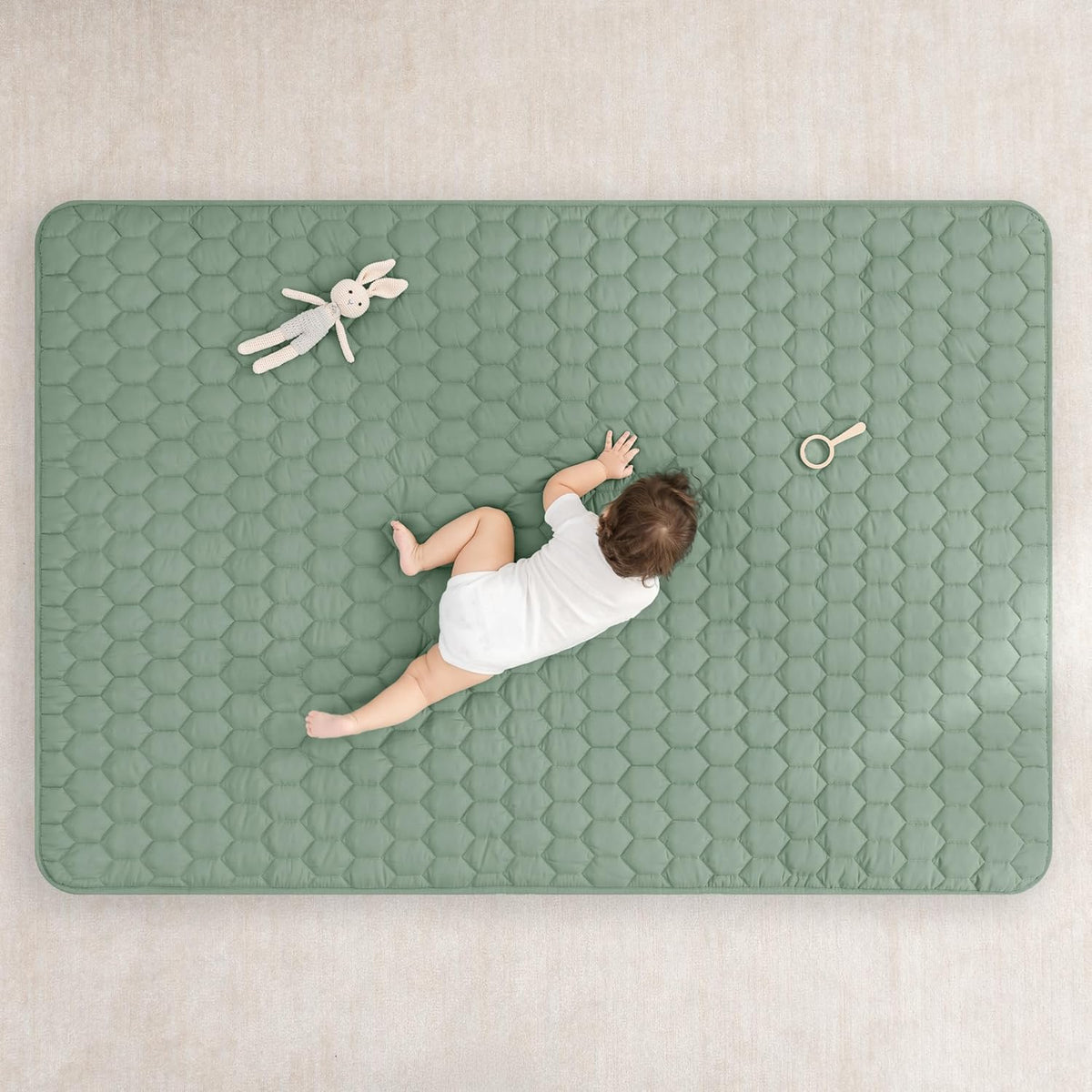 Comfy Cubs Rectangle Kids Play Mat - Medium 48 x 72 inches Soft Quilted Baby Floor Mat with