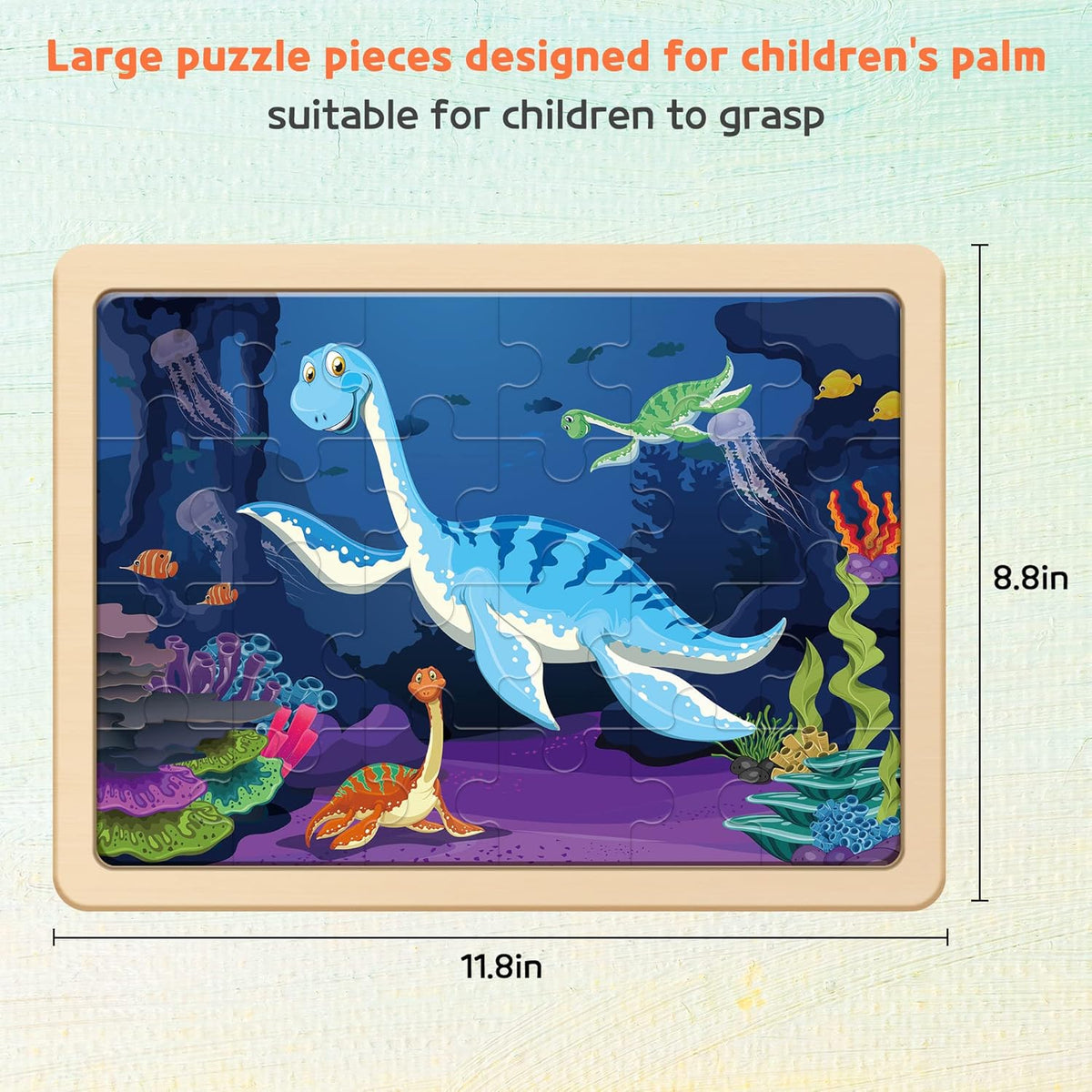 SYNARRY Large Dinosaur Wooden Puzzles for Kids 4 in 1 Gift Box(12.2 * 9.4 in) - FSC Certified