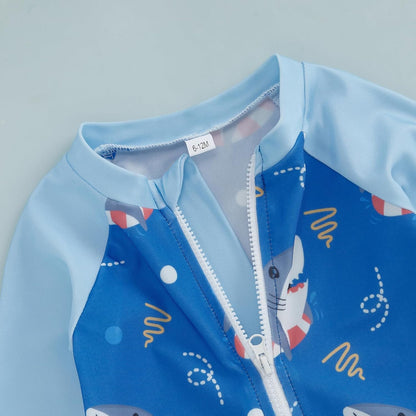 Hnyenmcko Baby/Toddler Boy Rash Guard Swimsuit Long Sleeve One Piece Zipper Swimwear Sunsuit Infant
