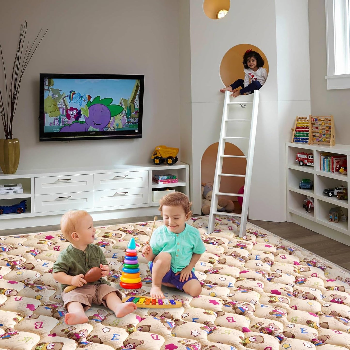 Vibe Bear Baby Play Mat - 79" X 71",Premium Thicker Foam One-Piece Crawling Mat, Extra Large
