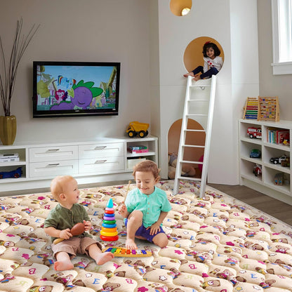 Vibe Bear Baby Play Mat - 79" X 71",Premium Thicker Foam One-Piece Crawling Mat, Extra Large
