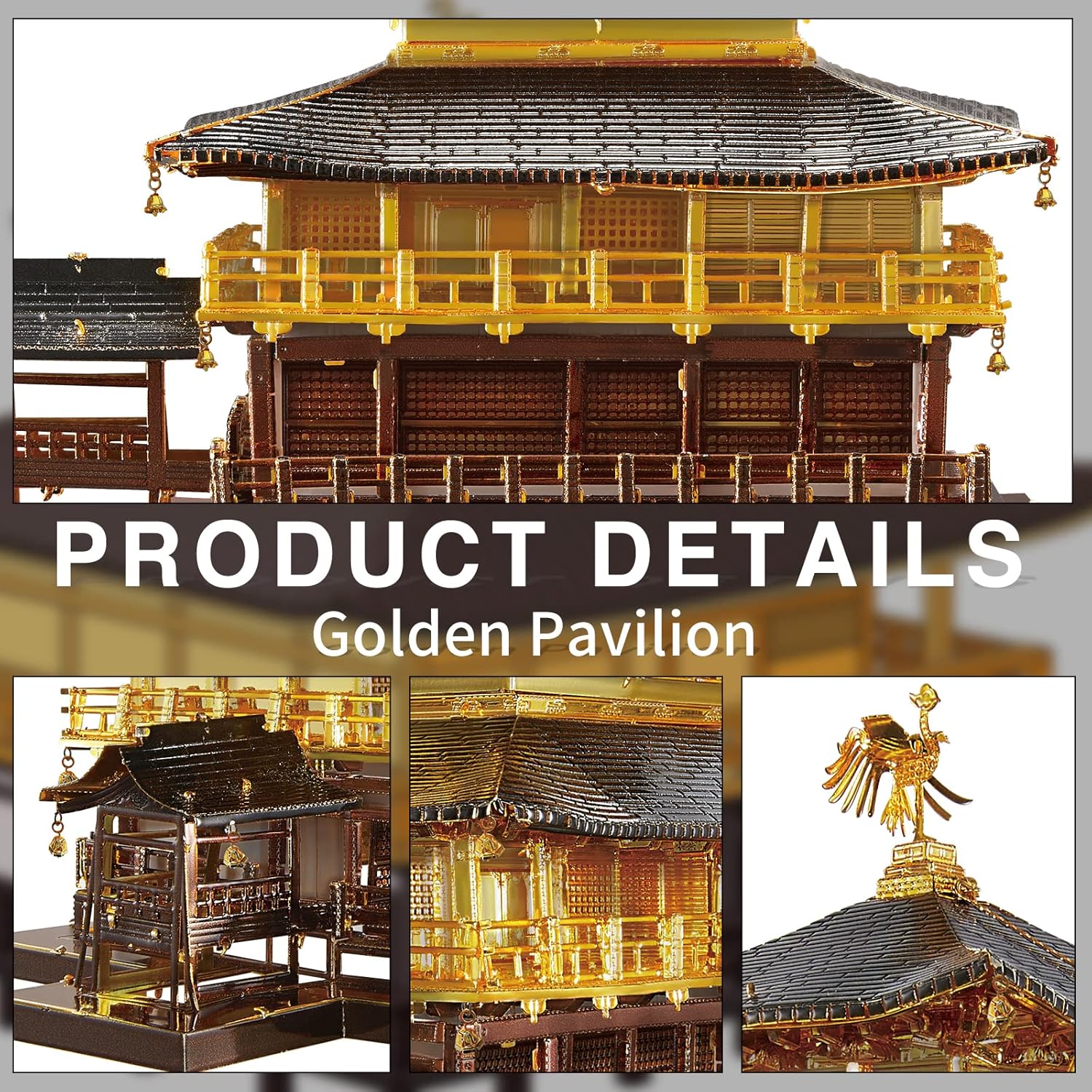 Piececool 3D Metal Model Kits for Adults, Kinkaku-ji Golden Pavilion Model Building Kits