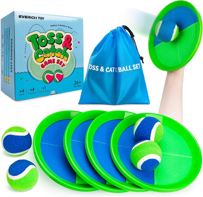 EVERICH Upgraded Toss and Catch Ball Game Set - Indoor and Outdoor Games for Kids 3-12, Beach Sand