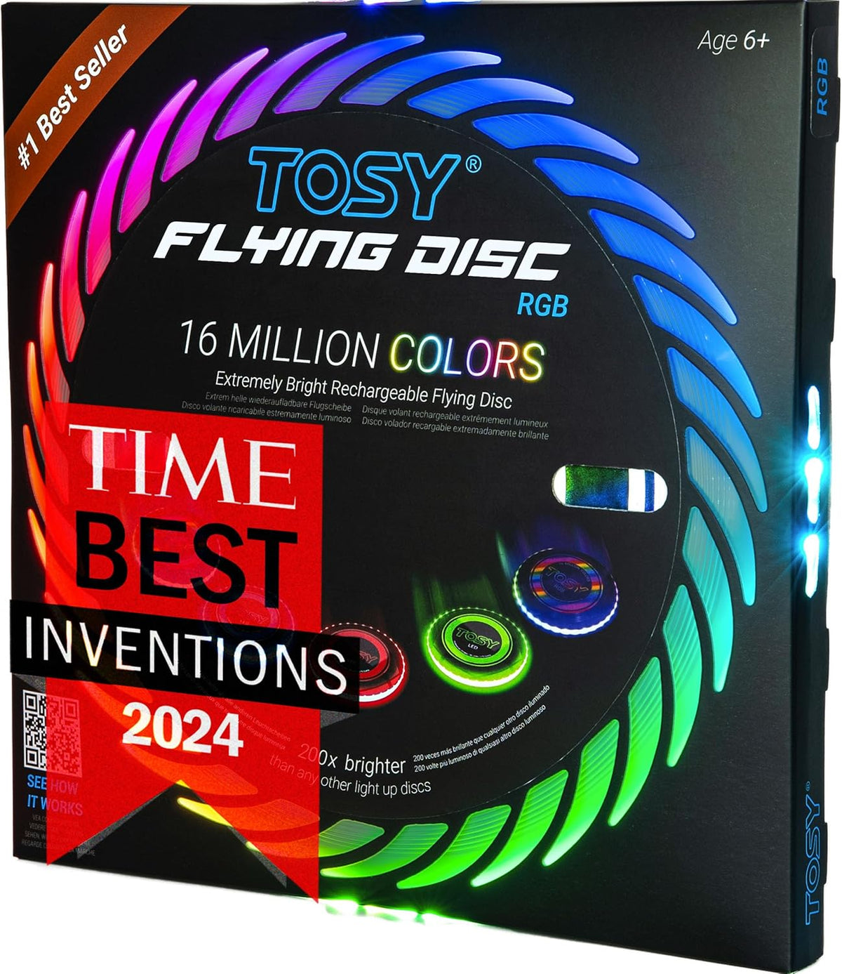 TOSY Flying Disc - 16 Million Colors RGB or 36 LEDs, Extremely Bright, Smart Modes, Camping