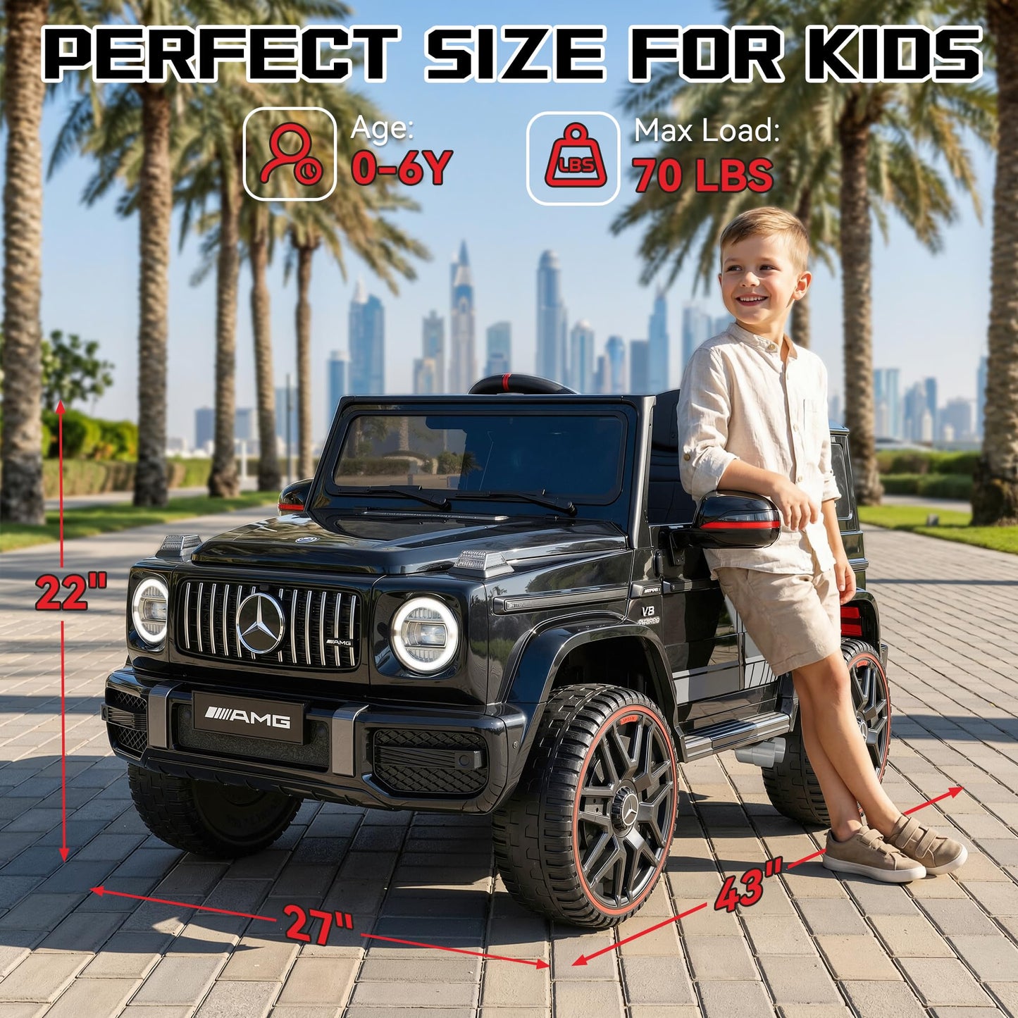Mercedes-Benz G63 Kids Ride On Car, 12V Toddler Electric Car with Remote