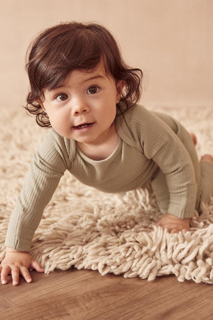 MORI Baby Unisex Long Sleeve Bodysuit Viscose from Bamboo and Organic Cotton - Comfortable Toddler
