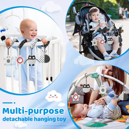 High Contrast Baby Toys - Black & White Hanging Toys for Car Seat, Stroller & Crib | Newborn