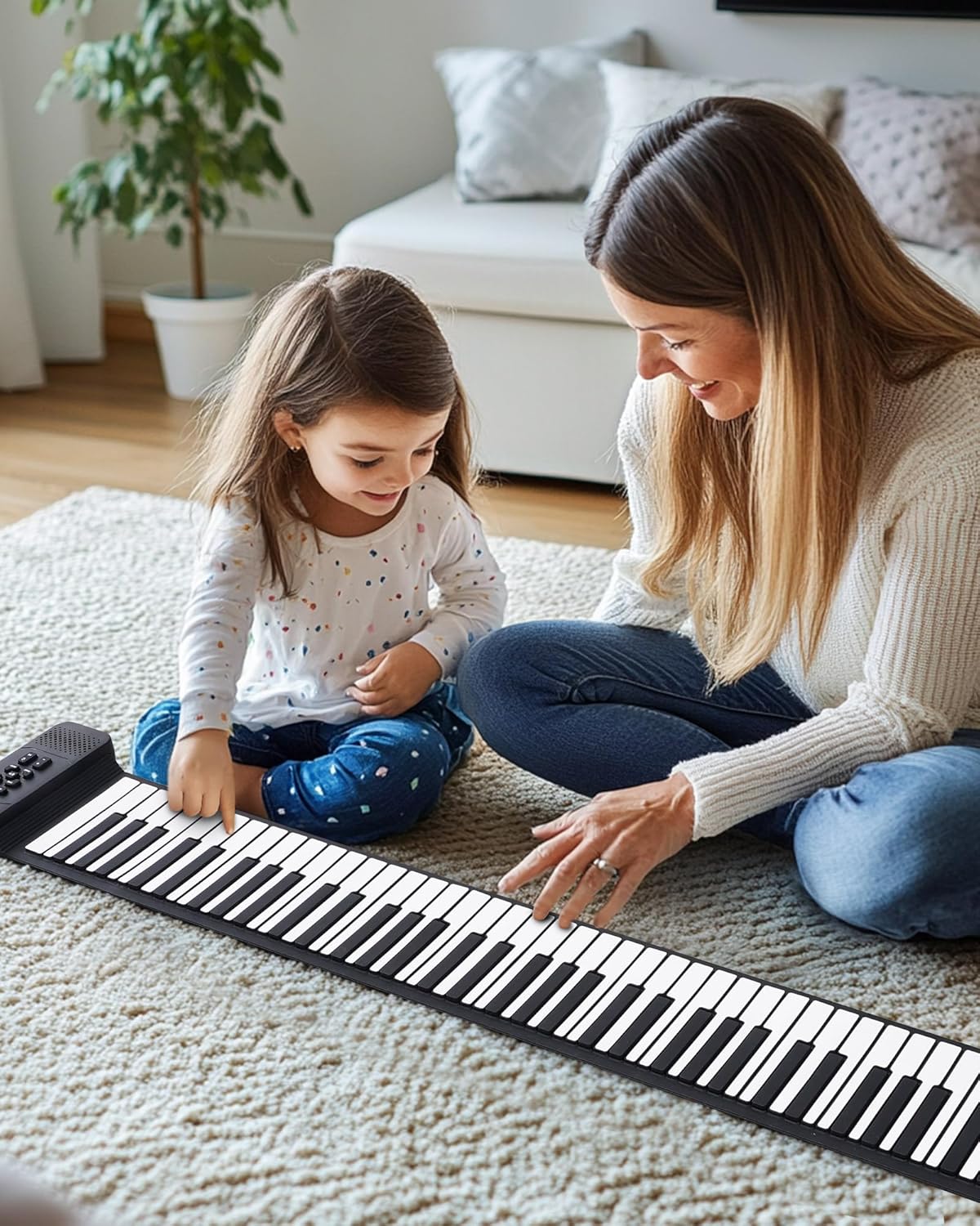88 Keys Roll Up Keyboard Piano, Portable Electric Foldable Piano with Sustain Pedal, 14 Songs, 128