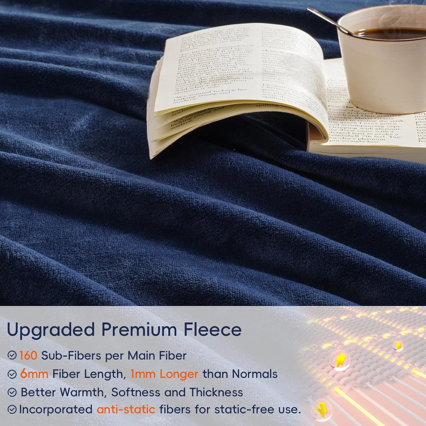PHF Ultra Soft Fleece Blanket Twin Size, No Shed No Pilling Luxury Plush Cozy 300GSM Lightweight