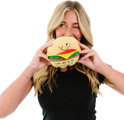 Hamburger Foodie Plushie, Funny Pun Meme Gag Gift, White Elephant, Stocking Stuffer Present, Great