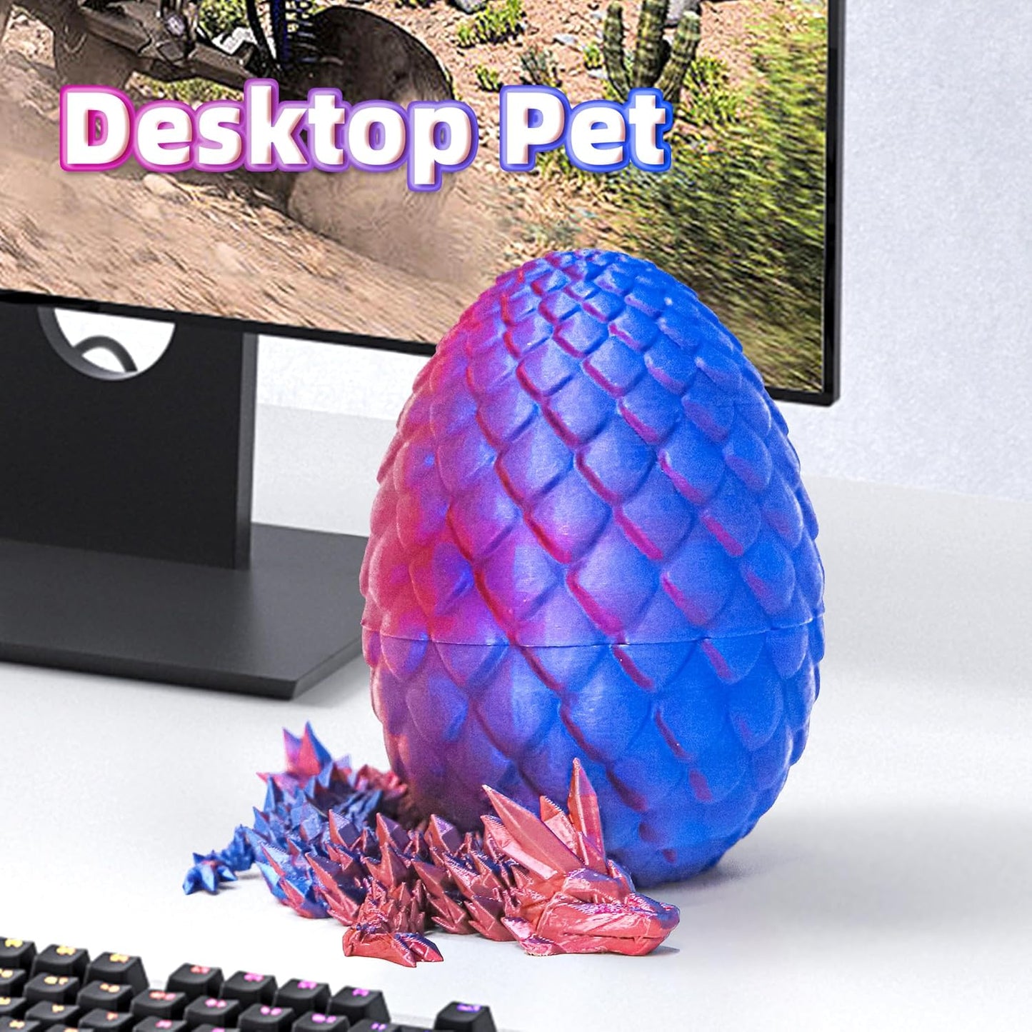 Dragon Egg - 3D Printed Egg with Flexible Dragon Inside, 3D Printed Gift, Articulated Dragon Egg