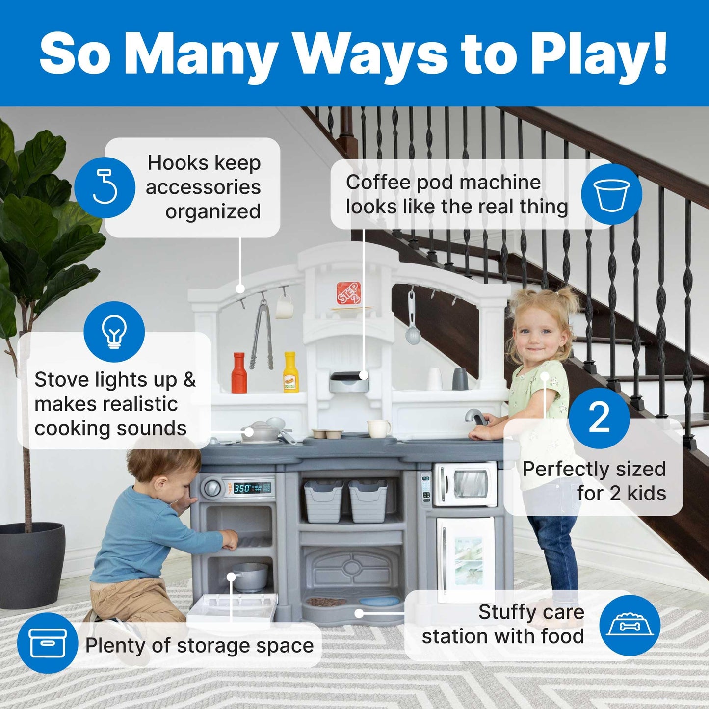 Step2 Fun with Friends Kids Kitchen Playset, Indoor/Outdoor Kitchenette with Lights & Sounds