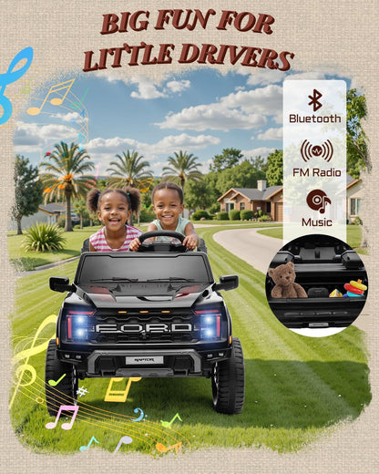 24V Ride on Toys for Big Kids, Licensed Ford F-150 Raptor 2 Seater Kids Ride on Car w/Remote
