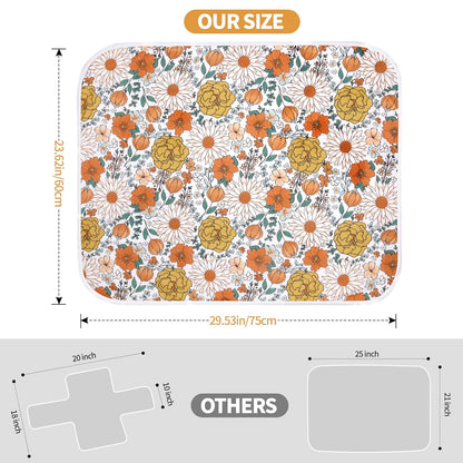 Diaper Changing Pads for Baby, Flower Change Mat, 3Layers Waterproof Change Pad Foldable Absorbent