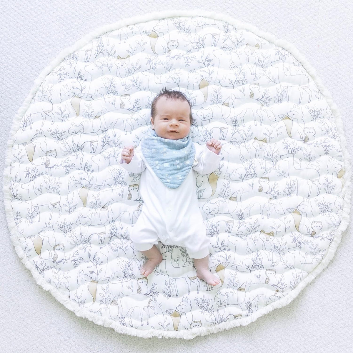 Crane Baby Baby Activity Mat, Woodland Animal Nursery Decor, Reversible Infant Play Mat for Tummy
