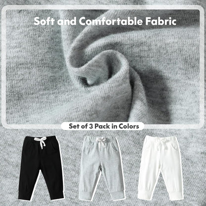DREAM BUS Pack of 3 Toddler Jogger Pants with Pocket Toddler Boy Sweatpants Baby Boy Pants Infant