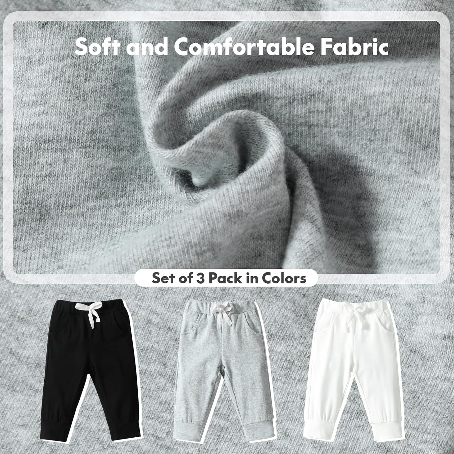 DREAM BUS Pack of 3 Toddler Jogger Pants with Pocket Toddler Boy Sweatpants Baby Boy Pants Infant