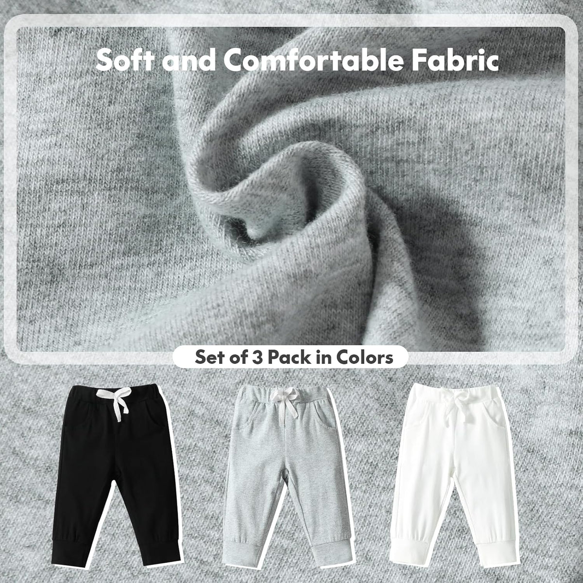 DREAM BUS Pack of 3 Toddler Jogger Pants with Pocket Toddler Boy Sweatpants Baby Boy Pants Infant