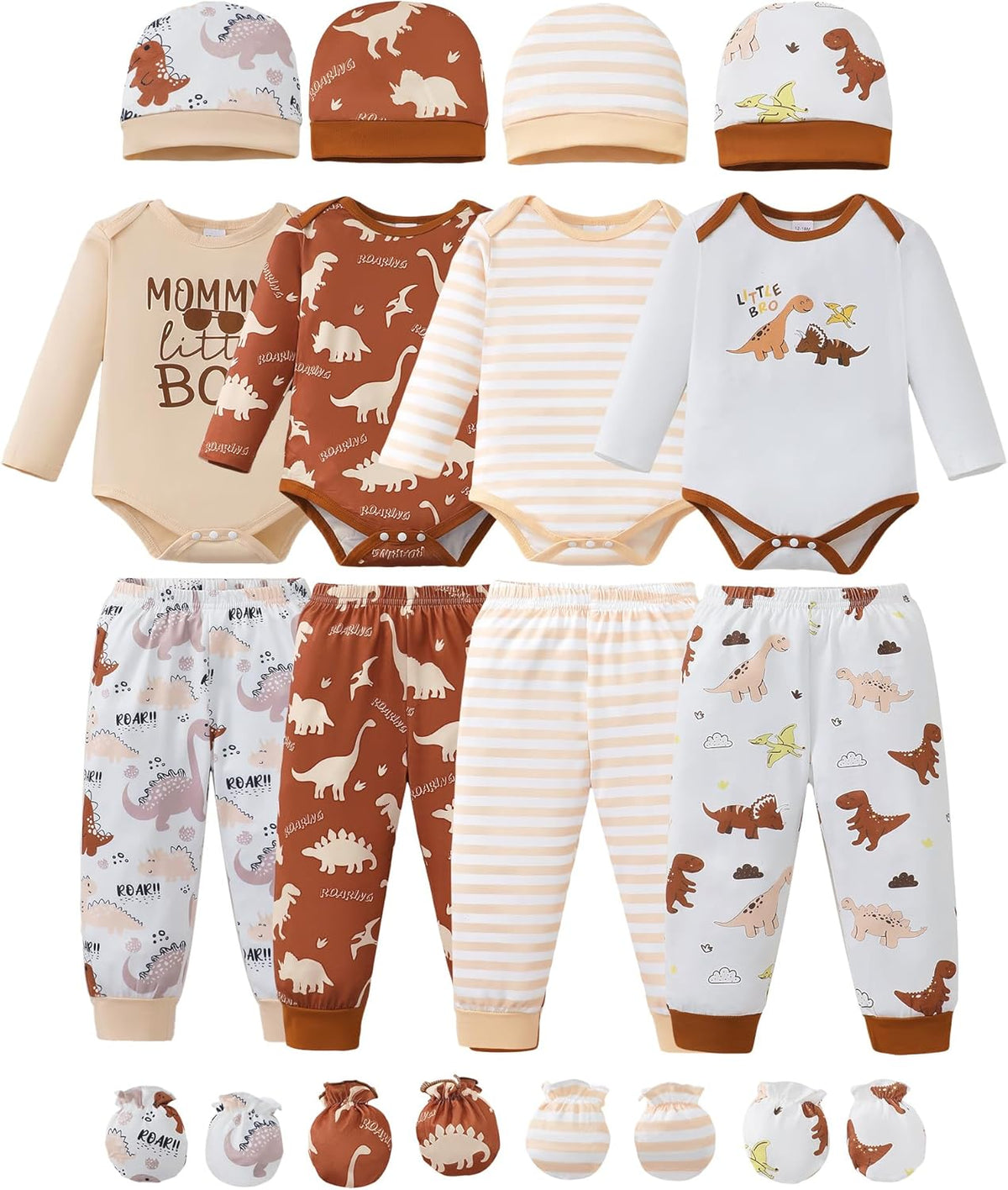 NZRVAWS Newborn Baby Boy Girl Clothes Unisex Infant Romper Pants Set Hat 4-Pack Outfits 0-12 Months
