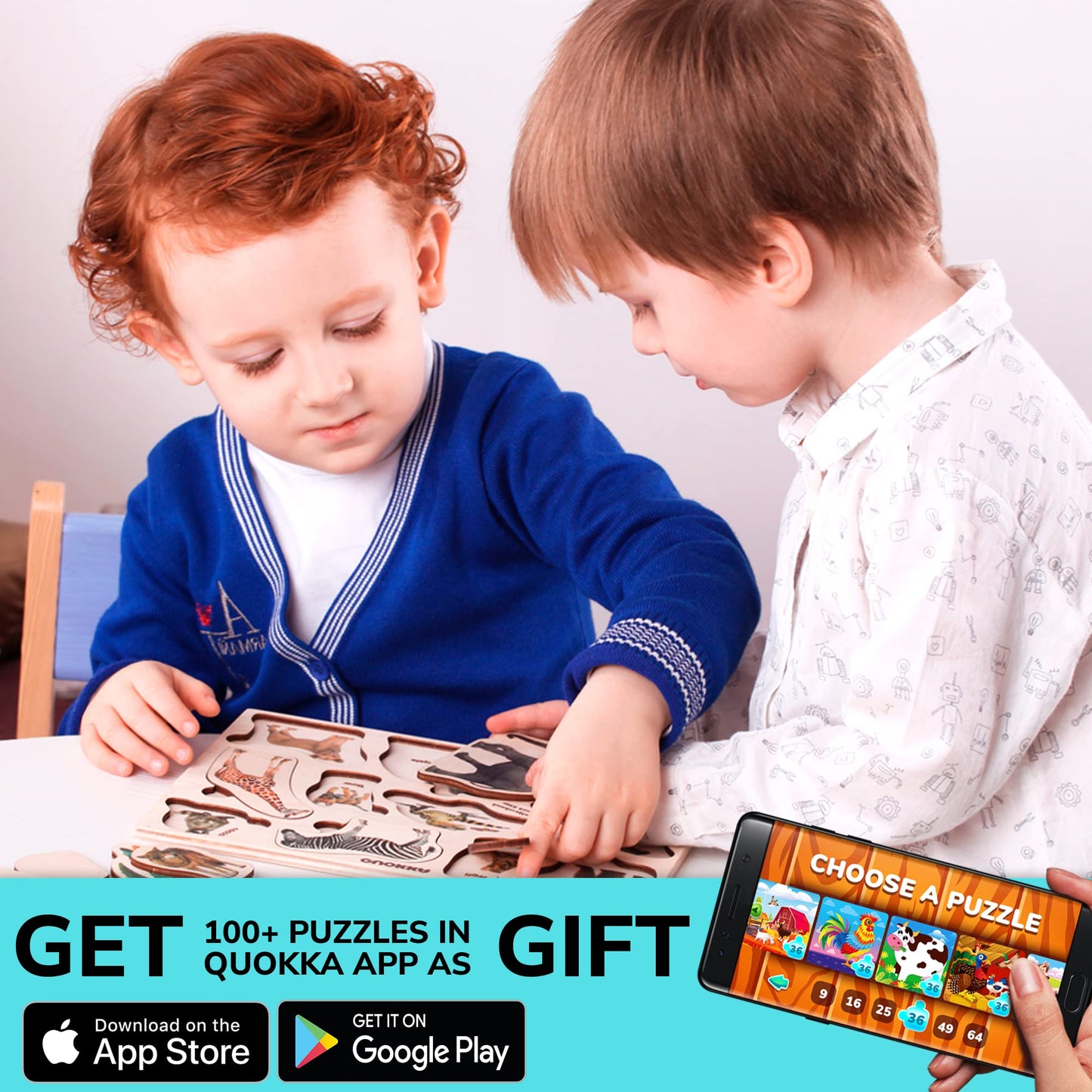 Wooden Puzzles for Toddlers 1-3 - 3 Montessori Kid Puzzles Ages 2-4