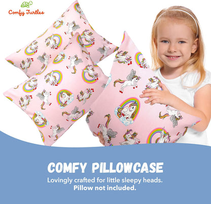 Toddler Pillowcase 13 x 18 Cotton Unicorn Pillows for Girls, Small Pillow Cases for Travel Pillows