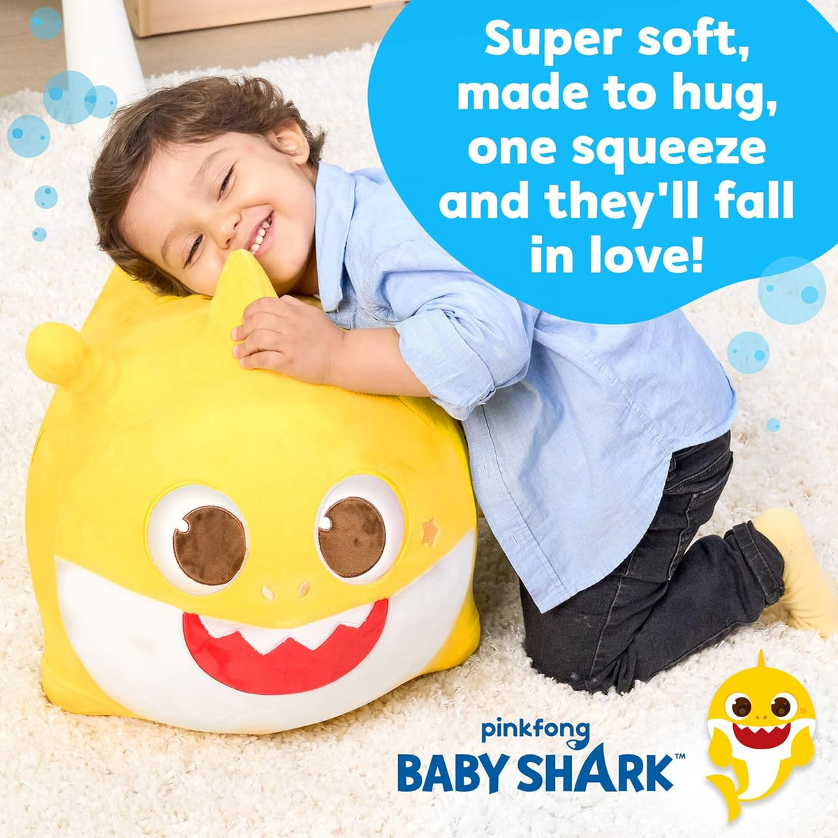 JITTERYGIT Baby Shark Official Bouncy Hopper Plush Musical Singing Toy - Inflatable Animal Ride On