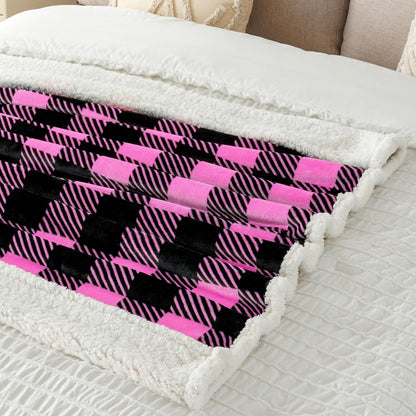 Touchat Sherpa Plaid Twin Blanket 60" X 70", Fuzzy Fluffy Soft Cozy Throw Blanket, Twin Size Plush