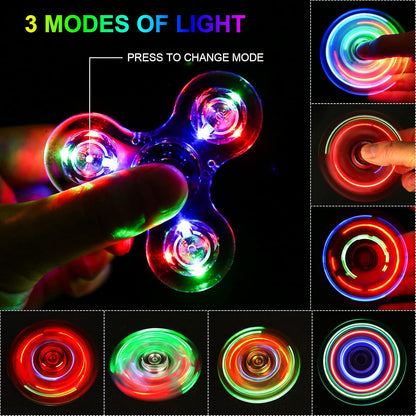 SCIONE LED Fidget Spinners, Light Up Sensory Fidget Toys for Kids, Glow in The Dark Toys for Kids