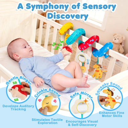 URMYWO Spiral Car Seat Toys for Babies 0-6 Months, Newborn Toys & Infant Toys, 3 Month Baby Toys