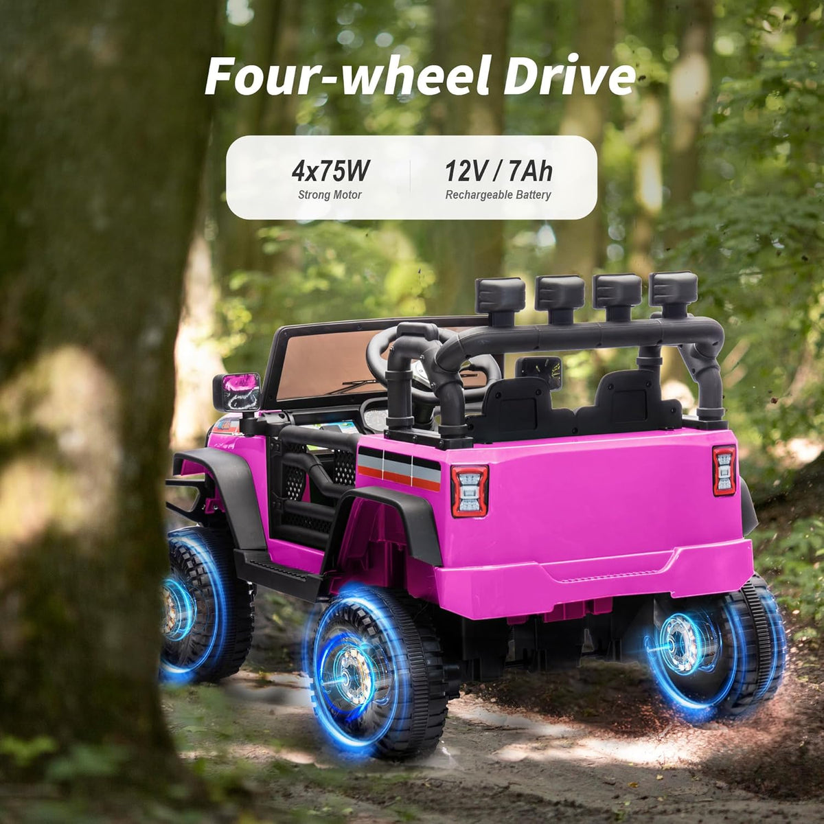 4WD Kids Ride on Car Truck, 12V 7Ah Kids Electric Vehicles Car Ride on Toy for Toddlers w/Remote