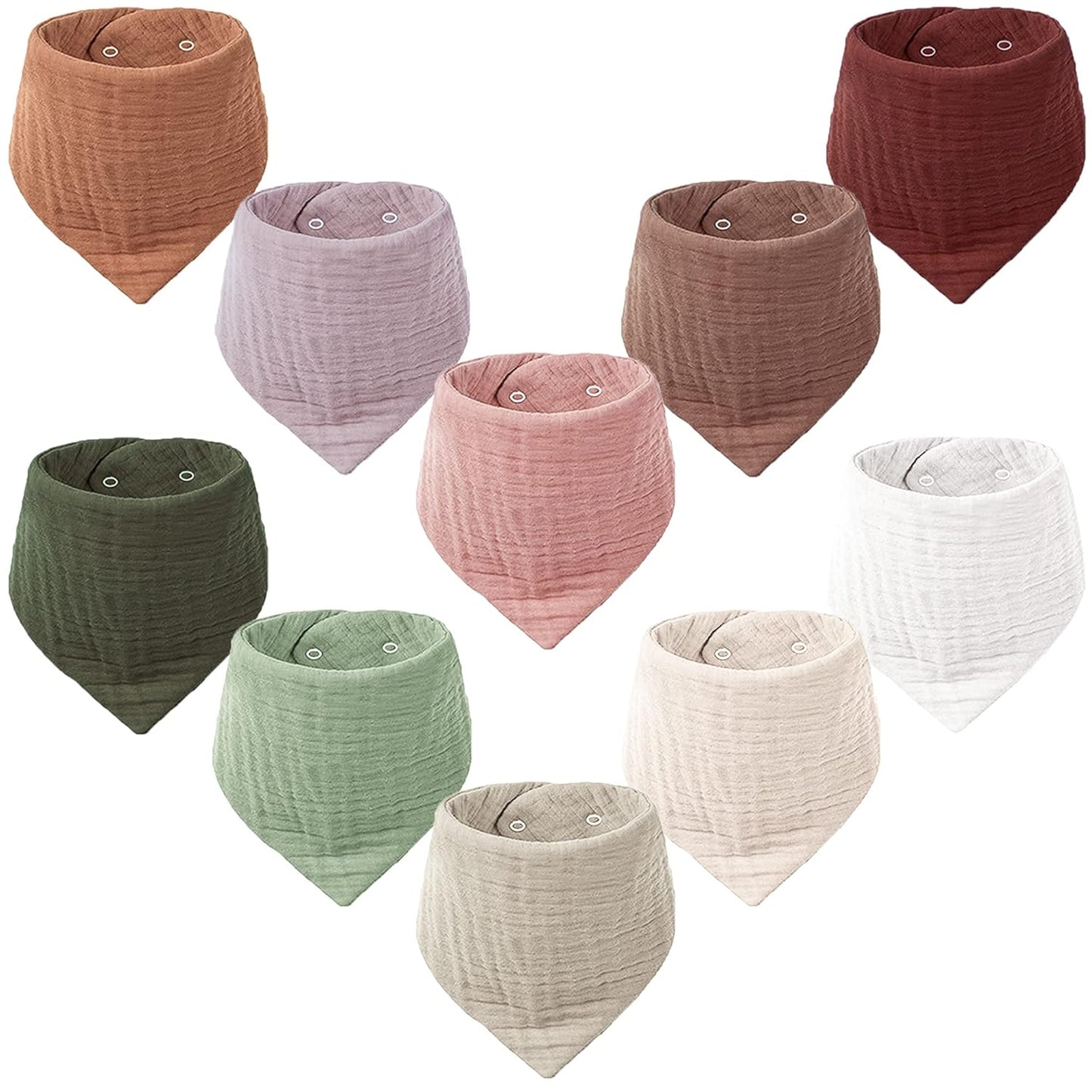 Konssy Muslin Baby Bibs 10 Pack Baby Bandana Drool Bibs 100% Cotton for Unisex Boys and Girls, Soft