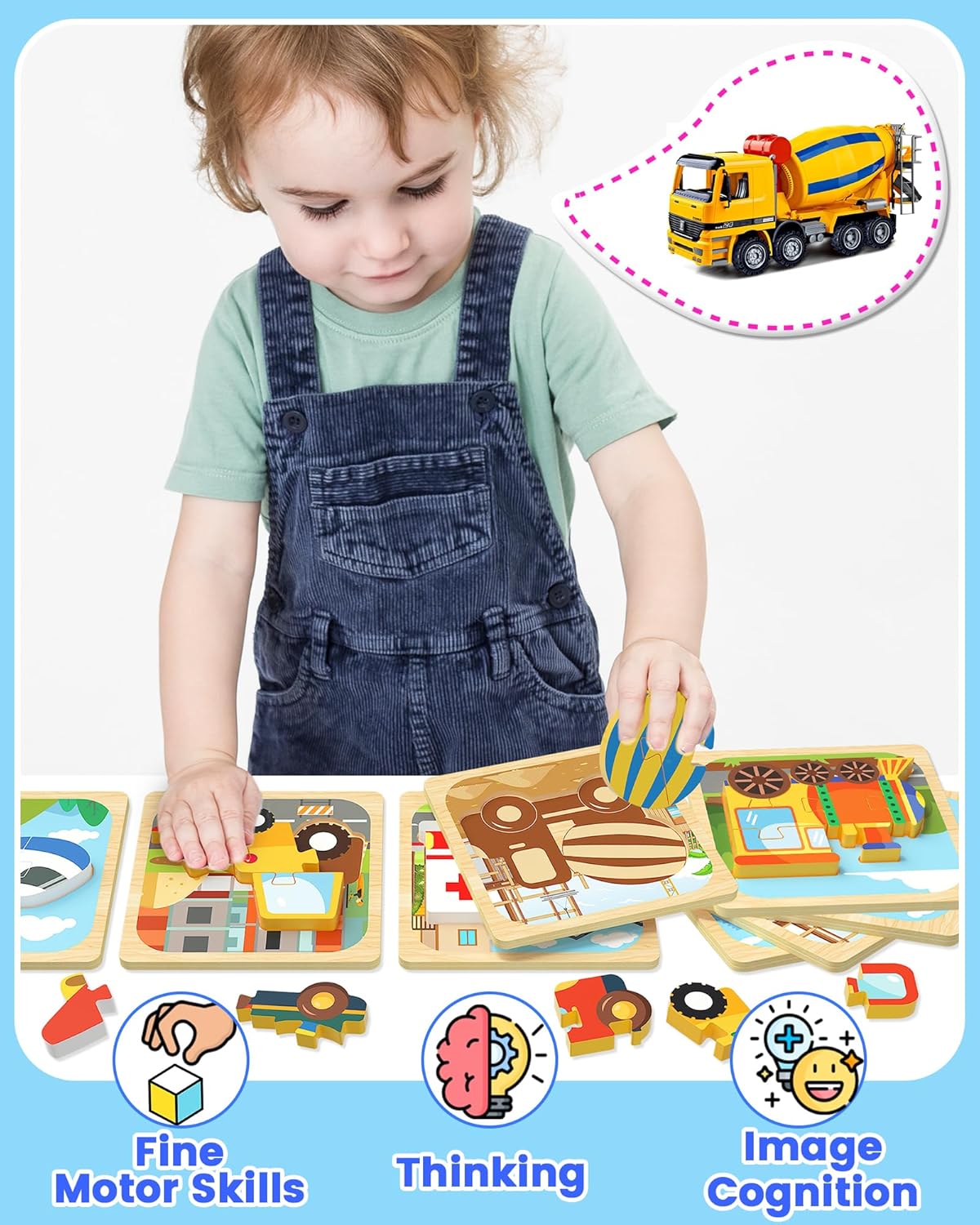 Benresive Wooden Toddler Puzzles, Montessori Toys for 1 2 3 Year Old Boys, Toys for 1 2 3 Year Old