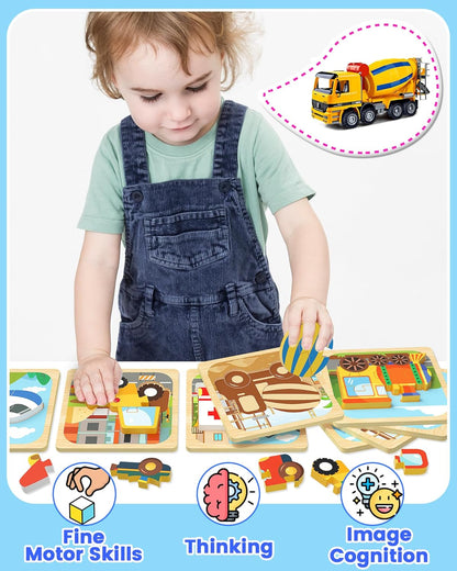Benresive Wooden Toddler Puzzles, Montessori Toys for 1 2 3 Year Old Boys, Toys for 1 2 3 Year Old