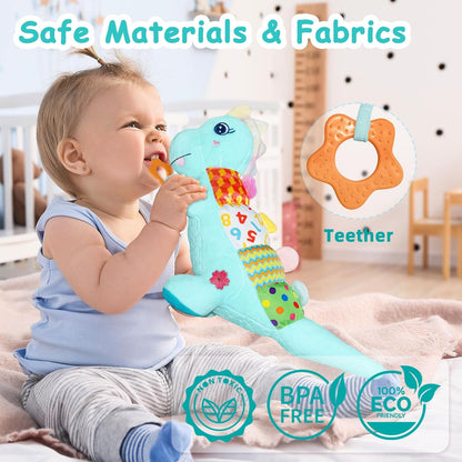 Baby Dino Plush Soft Stuffed Animal Toy for 0-3-6-12+ Months,Infant Musical Toy with