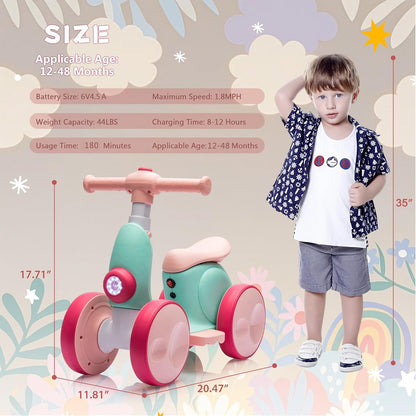 6V Electric Baby Balance Bike for 1 Year Old Boys Girls Ride on Toys 12-48 Months Toddler Balance